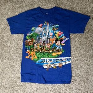 Disneyland Resort Walt Disney World Blue Graphic Logo T-Shirt Size Small S